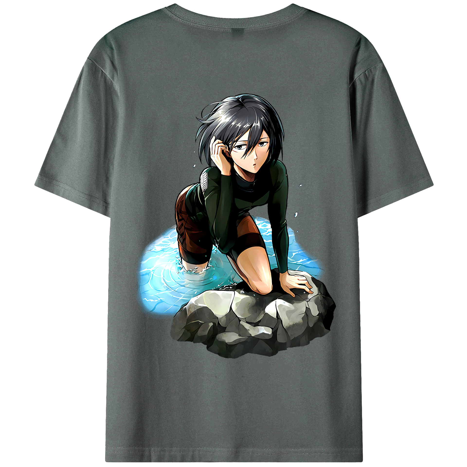 （画像用） 進撃の巨人 ミカサ·アッカーマン Attack on Titan Mikasa Ackerman 綿100％ メンズ半袖Tシャツ（バックプリント） 通気性